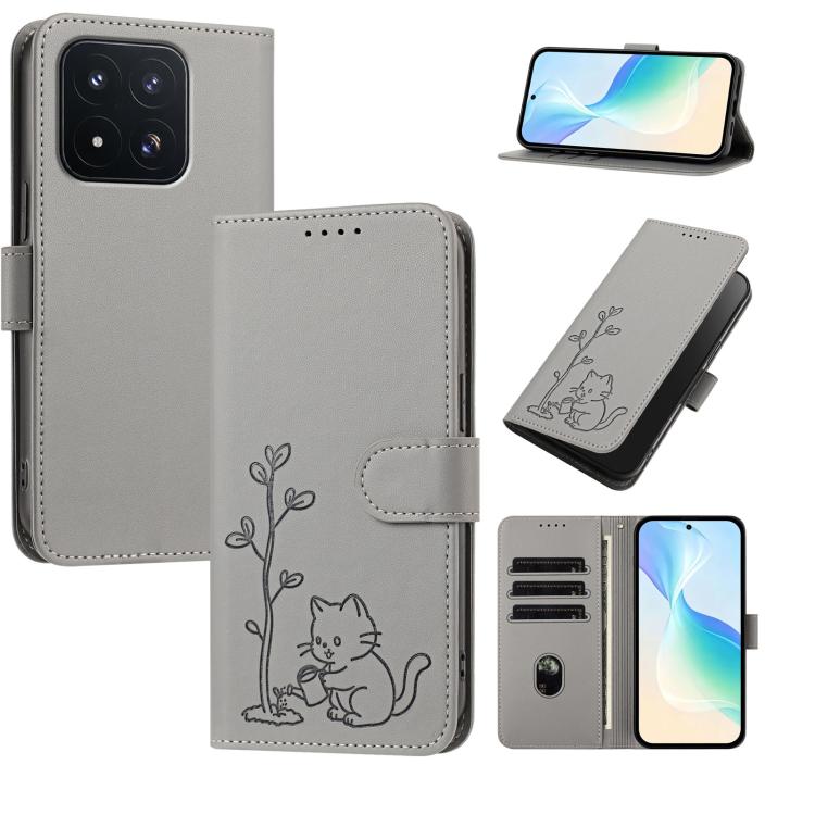 YX0014 Cat Watering Tree Buckle Vegan Leather Phone Case with Lanyard, For Xiaomi 17 Max 5G, For Xiaomi 17T Pro 5G, For Xiaomi 17T 5G, For Xiaomi Poco X8 Pro Max / Redmi Turbo 5 Max, For Xiaomi Poco X8 Pro 5G / Redmi Turbo 5 5G, For Xiaomi 17 Ultra    ...