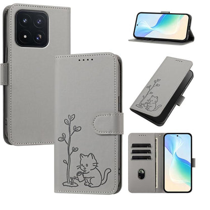 YX0014 Cat Watering Tree Buckle Vegan Leather Phone Case with Lanyard, For Xiaomi 17 Max 5G, For Xiaomi 17T Pro 5G, For Xiaomi 17T 5G, For Xiaomi Poco X8 Pro Max / Redmi Turbo 5 Max, For Xiaomi Poco X8 Pro 5G / Redmi Turbo 5 5G, For Xiaomi 17 Ultra    ...