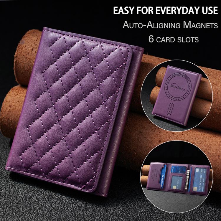 BFK37 Magnetic Rhombus Lattice Mobile Phone Holder RFID Card Slots