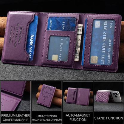 BFK37 Magnetic Rhombus Lattice Mobile Phone Holder RFID Card Slots