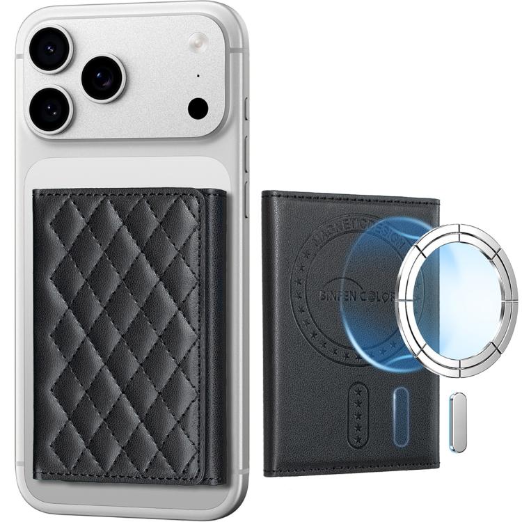 BFK37 Magnetic Rhombus Lattice Mobile Phone Holder RFID Card Slots