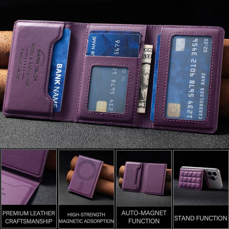 BFK38 Magnetic Square-shaped Mobile Phone Holder RFID Card Slots