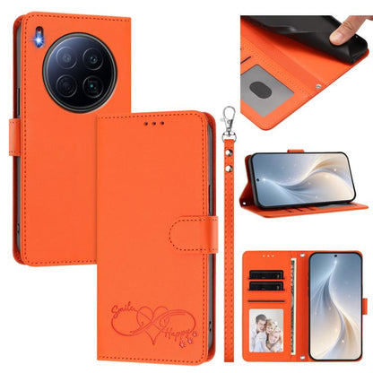 Happy Heart Pattern Magnetic Closure Vegan Leather Phone Case with Wrist Strap, For Tecno Pova 7 4G, For Tecno Spark Go 1/Go 2025, For Tecno Camon 40 Pro 4G Global, For Tecno Camon 40 Premier, For Tecno Camon 40, For Tecno Spark 30C 5G/Pop 9 5G        ...
