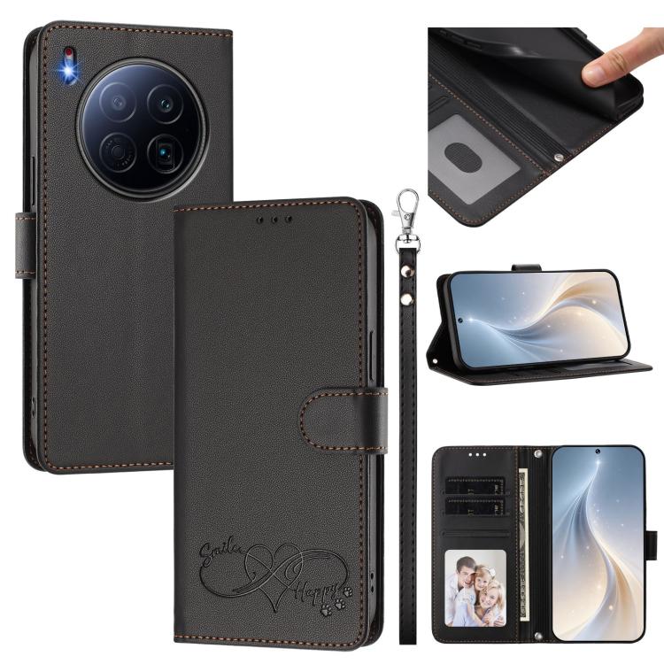 Happy Heart Pattern Magnetic Closure Vegan Leather Phone Case with Wrist Strap, For Tecno Pova 7 4G, For Tecno Spark Go 1/Go 2025, For Tecno Camon 40 Pro 4G Global, For Tecno Camon 40 Premier, For Tecno Camon 40, For Tecno Spark 30C 5G/Pop 9 5G        ...