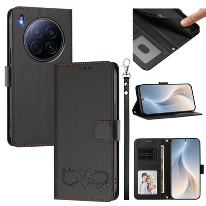 Happy Heart Pattern Magnetic Closure Vegan Leather Phone Case with Wrist Strap, For Tecno Pova 7 4G, For Tecno Spark Go 1/Go 2025, For Tecno Camon 40 Pro 4G Global, For Tecno Camon 40 Premier, For Tecno Camon 40, For Tecno Spark 30C 5G/Pop 9 5G        ...