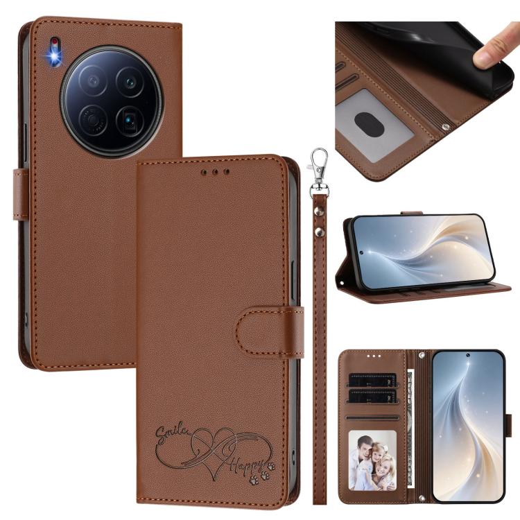 Happy Heart Pattern Magnetic Closure Vegan Leather Phone Case with Wrist Strap, For Tecno Pova 7 4G, For Tecno Spark Go 1/Go 2025, For Tecno Camon 40 Pro 4G Global, For Tecno Camon 40 Premier, For Tecno Camon 40, For Tecno Spark 30C 5G/Pop 9 5G        ...
