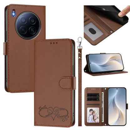 Happy Heart Pattern Magnetic Closure Vegan Leather Phone Case with Wrist Strap, For Tecno Pova 7 4G, For Tecno Spark Go 1/Go 2025, For Tecno Camon 40 Pro 4G Global, For Tecno Camon 40 Premier, For Tecno Camon 40, For Tecno Spark 30C 5G/Pop 9 5G        ...