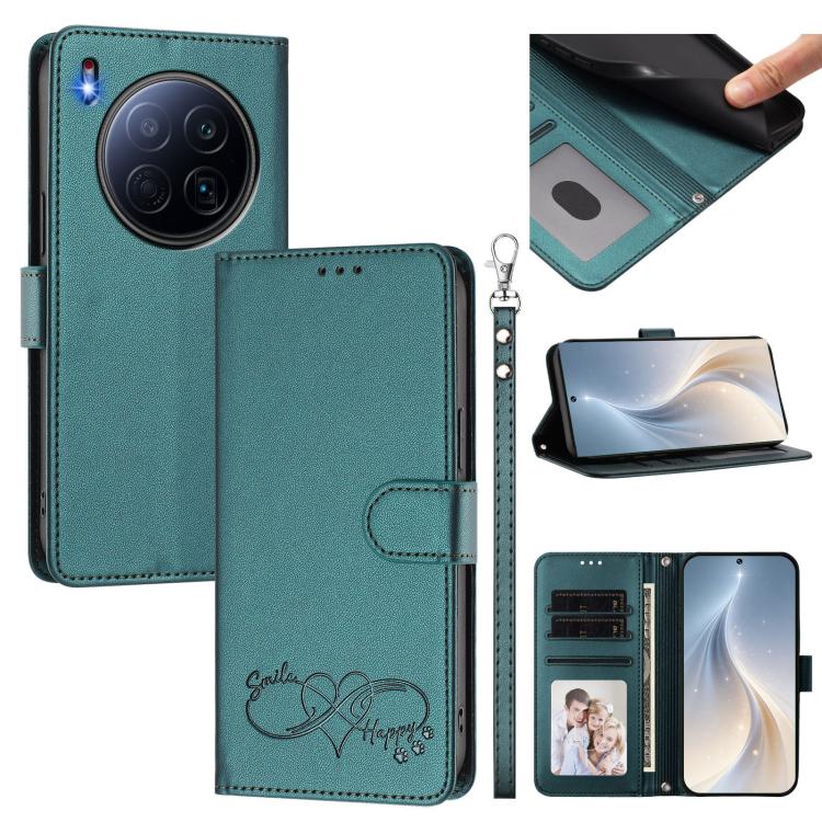 Happy Heart Pattern Magnetic Closure Vegan Leather Phone Case with Wrist Strap, For Tecno Pova 7 4G, For Tecno Spark Go 1/Go 2025, For Tecno Camon 40 Pro 4G Global, For Tecno Camon 40 Premier, For Tecno Camon 40, For Tecno Spark 30C 5G/Pop 9 5G        ...