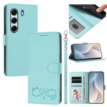 Happy Heart Pattern Magnetic Closure Vegan Leather Phone Case with Wrist Strap, For Tecno Pova 7 4G, For Tecno Spark Go 1/Go 2025, For Tecno Camon 40 Pro 4G Global, For Tecno Camon 40 Premier, For Tecno Camon 40, For Tecno Spark 30C 5G/Pop 9 5G        ...