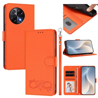Happy Heart Pattern Magnetic Closure Vegan Leather Phone Case with Wrist Strap, For Tecno Pova 7 4G, For Tecno Spark Go 1/Go 2025, For Tecno Camon 40 Pro 4G Global, For Tecno Camon 40 Premier, For Tecno Camon 40, For Tecno Spark 30C 5G/Pop 9 5G        ...