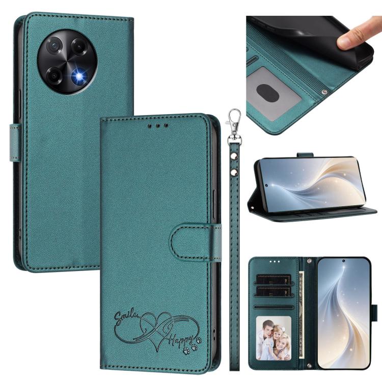 Happy Heart Pattern Magnetic Closure Vegan Leather Phone Case with Wrist Strap, For Tecno Pova 7 4G, For Tecno Spark Go 1/Go 2025, For Tecno Camon 40 Pro 4G Global, For Tecno Camon 40 Premier, For Tecno Camon 40, For Tecno Spark 30C 5G/Pop 9 5G        ...
