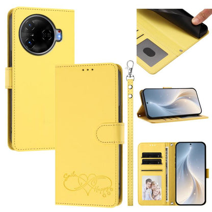 Happy Heart Pattern Magnetic Closure Vegan Leather Phone Case with Wrist Strap, For Tecno Spark 30, For Tecno Pova 6 Neo 5G, For Tecno Spark 30C, For Tecno Spark 20 Pro 5G, For Tecno Spark 10 Pro Magic Magenta, For Tecno Pova 6, For Tecno Pova 6 / 6 Pr...