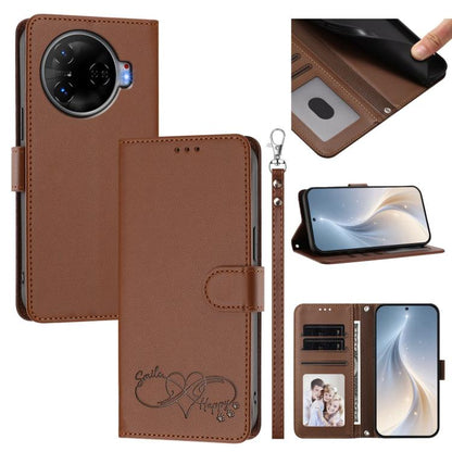 Happy Heart Pattern Magnetic Closure Vegan Leather Phone Case with Wrist Strap, For Tecno Spark 30, For Tecno Pova 6 Neo 5G, For Tecno Spark 30C, For Tecno Spark 20 Pro 5G, For Tecno Spark 10 Pro Magic Magenta, For Tecno Pova 6, For Tecno Pova 6 / 6 Pr...