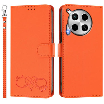 Happy Heart Pattern Magnetic Closure Vegan Leather Phone Case with Wrist Strap, For Tecno Camon 30 / 30 5G, For Tecno Spark 20 Pro+, For Tecno Pova 5 Pro, For Tecno Pova Neo 3, For Tecno Pova 5 4G, For Tecno Camon 20 Premier, For Tecno Camon 20 Pro 5G ...