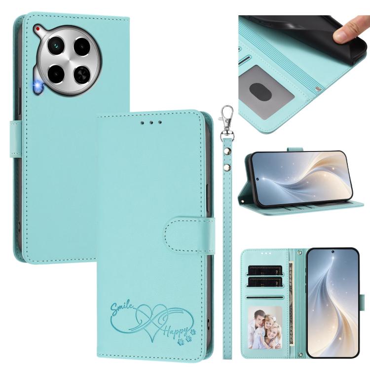 Happy Heart Pattern Magnetic Closure Vegan Leather Phone Case with Wrist Strap, For Tecno Camon 30 / 30 5G, For Tecno Spark 20 Pro+, For Tecno Pova 5 Pro, For Tecno Pova Neo 3, For Tecno Pova 5 4G, For Tecno Camon 20 Premier, For Tecno Camon 20 Pro 5G ...