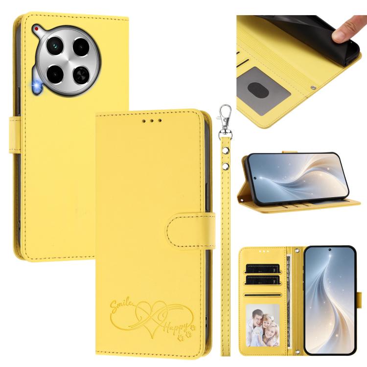 Happy Heart Pattern Magnetic Closure Vegan Leather Phone Case with Wrist Strap, For Tecno Camon 30 / 30 5G, For Tecno Spark 20 Pro+, For Tecno Pova 5 Pro, For Tecno Pova Neo 3, For Tecno Pova 5 4G, For Tecno Camon 20 Premier, For Tecno Camon 20 Pro 5G ...