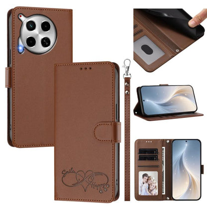 Happy Heart Pattern Magnetic Closure Vegan Leather Phone Case with Wrist Strap, For Tecno Camon 30 / 30 5G, For Tecno Spark 20 Pro+, For Tecno Pova 5 Pro, For Tecno Pova Neo 3, For Tecno Pova 5 4G, For Tecno Camon 20 Premier, For Tecno Camon 20 Pro 5G ...