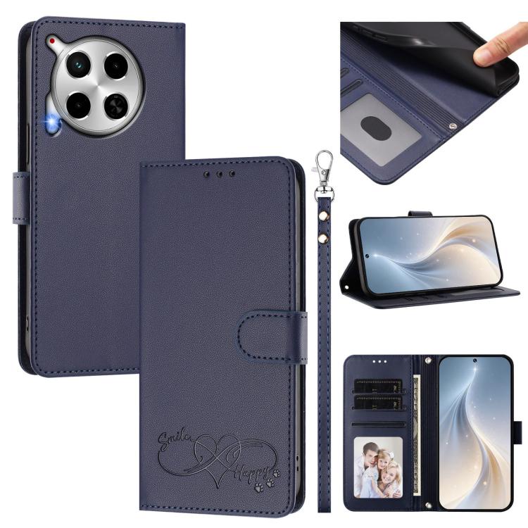 Happy Heart Pattern Magnetic Closure Vegan Leather Phone Case with Wrist Strap, For Tecno Camon 30 / 30 5G, For Tecno Spark 20 Pro+, For Tecno Pova 5 Pro, For Tecno Pova Neo 3, For Tecno Pova 5 4G, For Tecno Camon 20 Premier, For Tecno Camon 20 Pro 5G ...