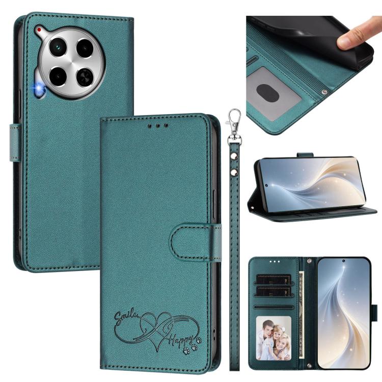 Happy Heart Pattern Magnetic Closure Vegan Leather Phone Case with Wrist Strap, For Tecno Camon 30 / 30 5G, For Tecno Spark 20 Pro+, For Tecno Pova 5 Pro, For Tecno Pova Neo 3, For Tecno Pova 5 4G, For Tecno Camon 20 Premier, For Tecno Camon 20 Pro 5G ...