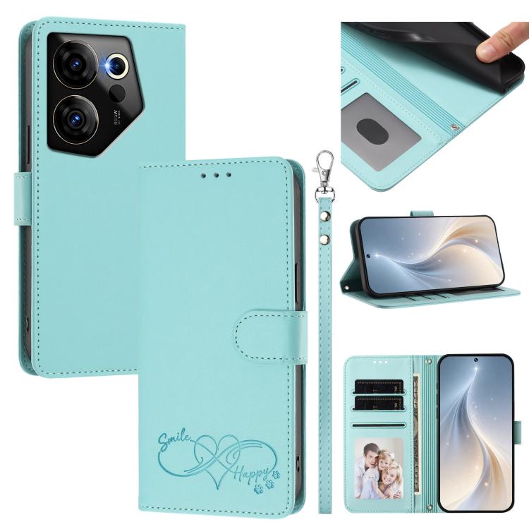 Happy Heart Pattern Magnetic Closure Vegan Leather Phone Case with Wrist Strap, For Tecno Camon 30 / 30 5G, For Tecno Spark 20 Pro+, For Tecno Pova 5 Pro, For Tecno Pova Neo 3, For Tecno Pova 5 4G, For Tecno Camon 20 Premier, For Tecno Camon 20 Pro 5G ...