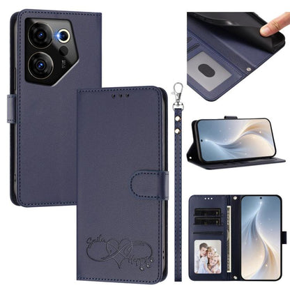Happy Heart Pattern Magnetic Closure Vegan Leather Phone Case with Wrist Strap, For Tecno Camon 30 / 30 5G, For Tecno Spark 20 Pro+, For Tecno Pova 5 Pro, For Tecno Pova Neo 3, For Tecno Pova 5 4G, For Tecno Camon 20 Premier, For Tecno Camon 20 Pro 5G ...
