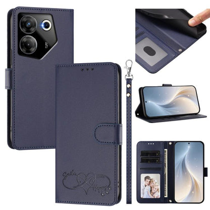 Happy Heart Pattern Magnetic Closure Vegan Leather Phone Case with Wrist Strap, For Tecno Camon 30 / 30 5G, For Tecno Spark 20 Pro+, For Tecno Pova 5 Pro, For Tecno Pova Neo 3, For Tecno Pova 5 4G, For Tecno Camon 20 Premier, For Tecno Camon 20 Pro 5G ...