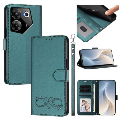 Happy Heart Pattern Magnetic Closure Vegan Leather Phone Case with Wrist Strap, For Tecno Camon 30 / 30 5G, For Tecno Spark 20 Pro+, For Tecno Pova 5 Pro, For Tecno Pova Neo 3, For Tecno Pova 5 4G, For Tecno Camon 20 Premier, For Tecno Camon 20 Pro 5G ...