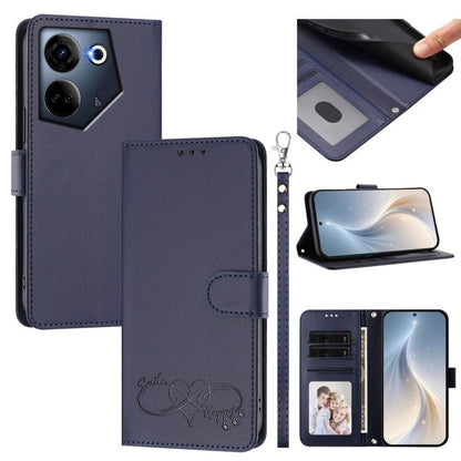 Happy Heart Pattern Magnetic Closure Vegan Leather Phone Case with Wrist Strap, For Tecno Camon 30 / 30 5G, For Tecno Spark 20 Pro+, For Tecno Pova 5 Pro, For Tecno Pova Neo 3, For Tecno Pova 5 4G, For Tecno Camon 20 Premier, For Tecno Camon 20 Pro 5G ...