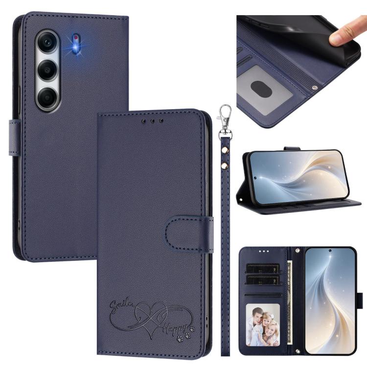 Happy Heart Pattern Magnetic Closure Vegan Leather Phone Case with Wrist Strap, For Tecno Pova 7 4G, For Tecno Spark Go 1/Go 2025, For Tecno Camon 40 Pro 4G Global, For Tecno Camon 40 Premier, For Tecno Camon 40, For Tecno Spark 30C 5G/Pop 9 5G        ...