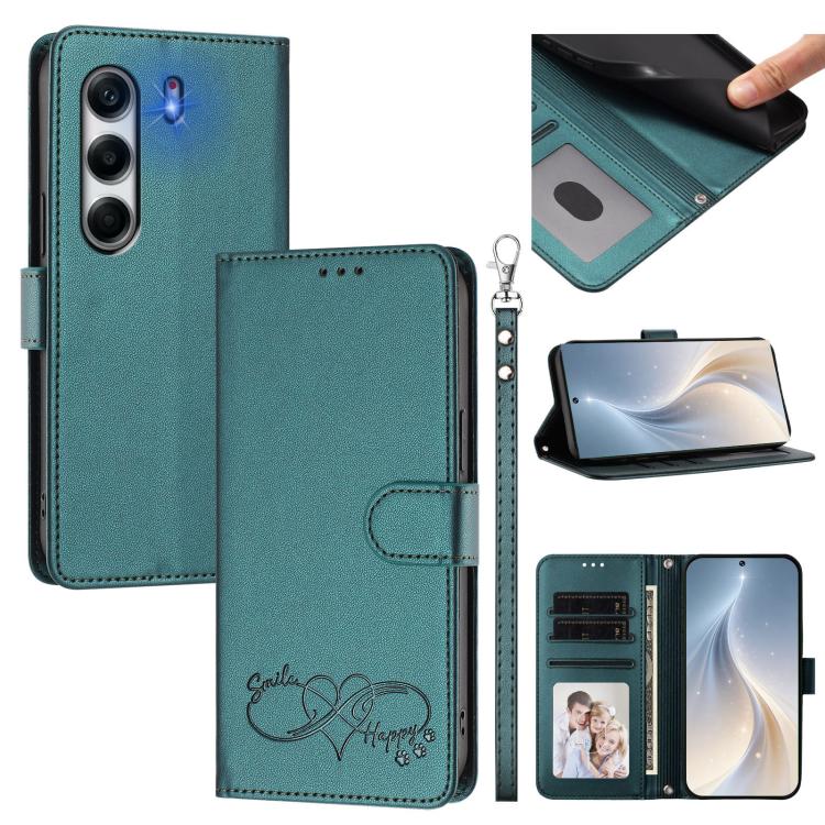 Happy Heart Pattern Magnetic Closure Vegan Leather Phone Case with Wrist Strap, For Tecno Pova 7 4G, For Tecno Spark Go 1/Go 2025, For Tecno Camon 40 Pro 4G Global, For Tecno Camon 40 Premier, For Tecno Camon 40, For Tecno Spark 30C 5G/Pop 9 5G        ...