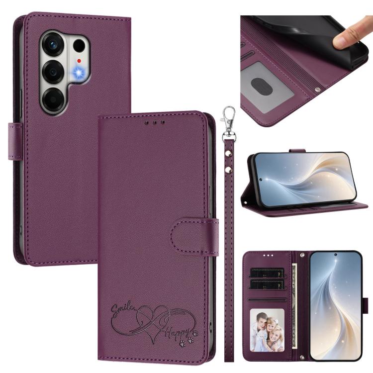 Happy Heart Pattern Magnetic Closure Vegan Leather Phone Case with Wrist Strap, For Tecno Pop 10, For Tecno Spark 20 Pro, For Tecno Spark GO 2023, For Tecno Pova 7 Neo 4G, For Tecno Spark 50 5G, For Tecno Spark 50 4G KN4, For Tecno Camon 50 Pro 4G     ...