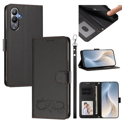 Happy Heart Pattern Magnetic Closure Vegan Leather Phone Case with Wrist Strap, For Tecno Spark 10C/Spark 10, For Tecno Spark 10 Pro/K17 4G, For Tecno Camon 19/19 Pro 5G, For Tecno Pova 4 Pro, For Tecno Pova 4