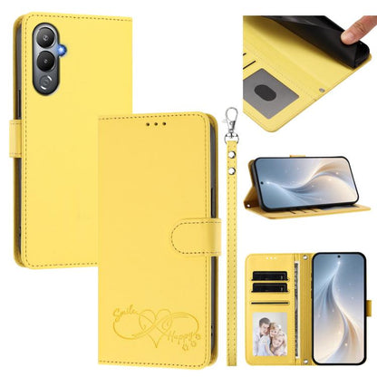Happy Heart Pattern Magnetic Closure Vegan Leather Phone Case with Wrist Strap, For Tecno Spark 10C/Spark 10, For Tecno Spark 10 Pro/K17 4G, For Tecno Camon 19/19 Pro 5G, For Tecno Pova 4 Pro, For Tecno Pova 4