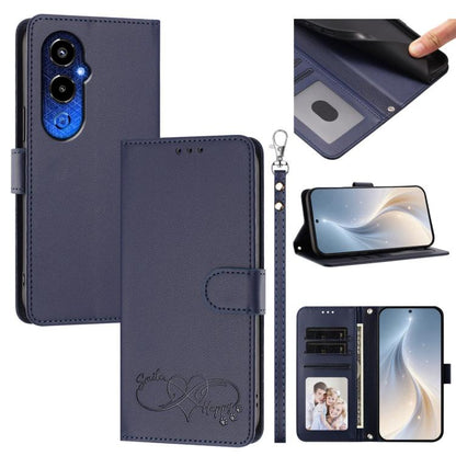 Happy Heart Pattern Magnetic Closure Vegan Leather Phone Case with Wrist Strap, For Tecno Spark 10C/Spark 10, For Tecno Spark 10 Pro/K17 4G, For Tecno Camon 19/19 Pro 5G, For Tecno Pova 4 Pro, For Tecno Pova 4