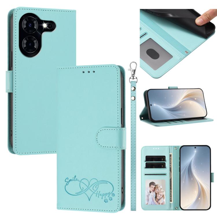 Happy Heart Pattern Magnetic Closure Vegan Leather Phone Case with Wrist Strap, For Tecno Camon 30 / 30 5G, For Tecno Spark 20 Pro+, For Tecno Pova 5 Pro, For Tecno Pova Neo 3, For Tecno Pova 5 4G, For Tecno Camon 20 Premier, For Tecno Camon 20 Pro 5G ...