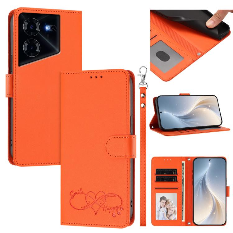 Happy Heart Pattern Magnetic Closure Vegan Leather Phone Case with Wrist Strap, For Tecno Camon 30 / 30 5G, For Tecno Spark 20 Pro+, For Tecno Pova 5 Pro, For Tecno Pova Neo 3, For Tecno Pova 5 4G, For Tecno Camon 20 Premier, For Tecno Camon 20 Pro 5G ...