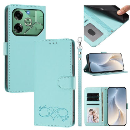 Happy Heart Pattern Magnetic Closure Vegan Leather Phone Case with Wrist Strap, For Tecno Spark 30, For Tecno Pova 6 Neo 5G, For Tecno Spark 30C, For Tecno Spark 20 Pro 5G, For Tecno Spark 10 Pro Magic Magenta, For Tecno Pova 6, For Tecno Pova 6 / 6 Pr...