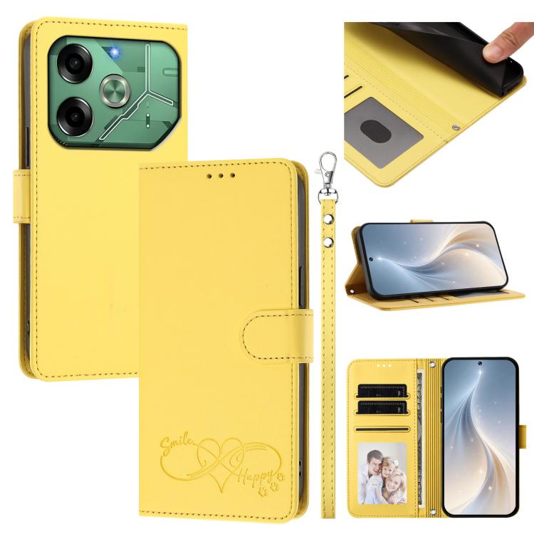 Happy Heart Pattern Magnetic Closure Vegan Leather Phone Case with Wrist Strap, For Tecno Spark 30, For Tecno Pova 6 Neo 5G, For Tecno Spark 30C, For Tecno Spark 20 Pro 5G, For Tecno Spark 10 Pro Magic Magenta, For Tecno Pova 6, For Tecno Pova 6 / 6 Pr...