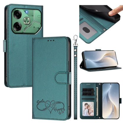 Happy Heart Pattern Magnetic Closure Vegan Leather Phone Case with Wrist Strap, For Tecno Spark 30, For Tecno Pova 6 Neo 5G, For Tecno Spark 30C, For Tecno Spark 20 Pro 5G, For Tecno Spark 10 Pro Magic Magenta, For Tecno Pova 6, For Tecno Pova 6 / 6 Pr...