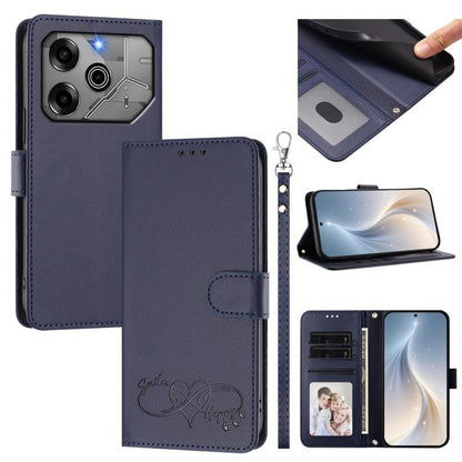 Happy Heart Pattern Magnetic Closure Vegan Leather Phone Case with Wrist Strap, For Tecno Spark 30, For Tecno Pova 6 Neo 5G, For Tecno Spark 30C, For Tecno Spark 20 Pro 5G, For Tecno Spark 10 Pro Magic Magenta, For Tecno Pova 6, For Tecno Pova 6 / 6 Pr...
