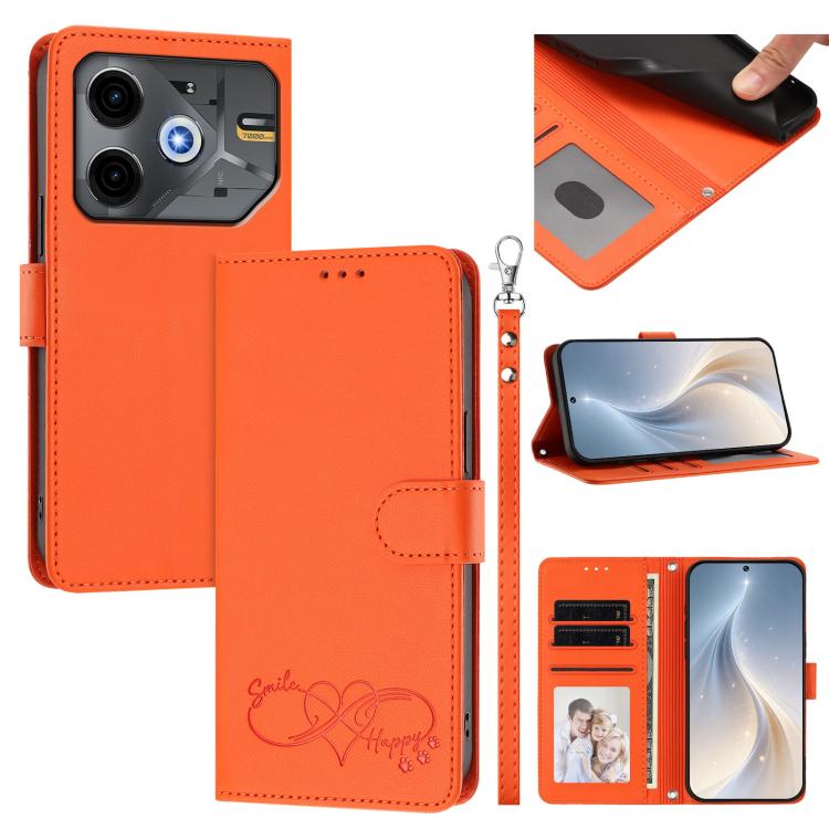 Happy Heart Pattern Magnetic Closure Vegan Leather Phone Case with Wrist Strap, For Tecno Spark 30, For Tecno Pova 6 Neo 5G, For Tecno Spark 30C, For Tecno Spark 20 Pro 5G, For Tecno Spark 10 Pro Magic Magenta, For Tecno Pova 6, For Tecno Pova 6 / 6 Pr...