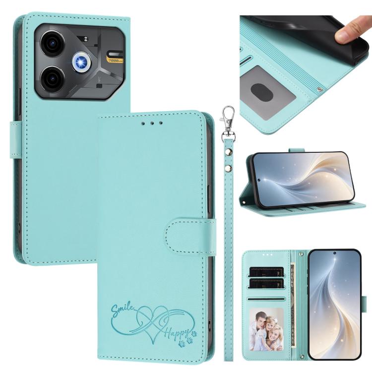 Happy Heart Pattern Magnetic Closure Vegan Leather Phone Case with Wrist Strap, For Tecno Spark 30, For Tecno Pova 6 Neo 5G, For Tecno Spark 30C, For Tecno Spark 20 Pro 5G, For Tecno Spark 10 Pro Magic Magenta, For Tecno Pova 6, For Tecno Pova 6 / 6 Pr...