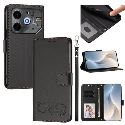 Happy Heart Pattern Magnetic Closure Vegan Leather Phone Case with Wrist Strap, For Tecno Spark 30, For Tecno Pova 6 Neo 5G, For Tecno Spark 30C, For Tecno Spark 20 Pro 5G, For Tecno Spark 10 Pro Magic Magenta, For Tecno Pova 6, For Tecno Pova 6 / 6 Pr...