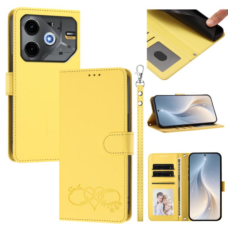 Happy Heart Pattern Magnetic Closure Vegan Leather Phone Case with Wrist Strap, For Tecno Spark 30, For Tecno Pova 6 Neo 5G, For Tecno Spark 30C, For Tecno Spark 20 Pro 5G, For Tecno Spark 10 Pro Magic Magenta, For Tecno Pova 6, For Tecno Pova 6 / 6 Pr...