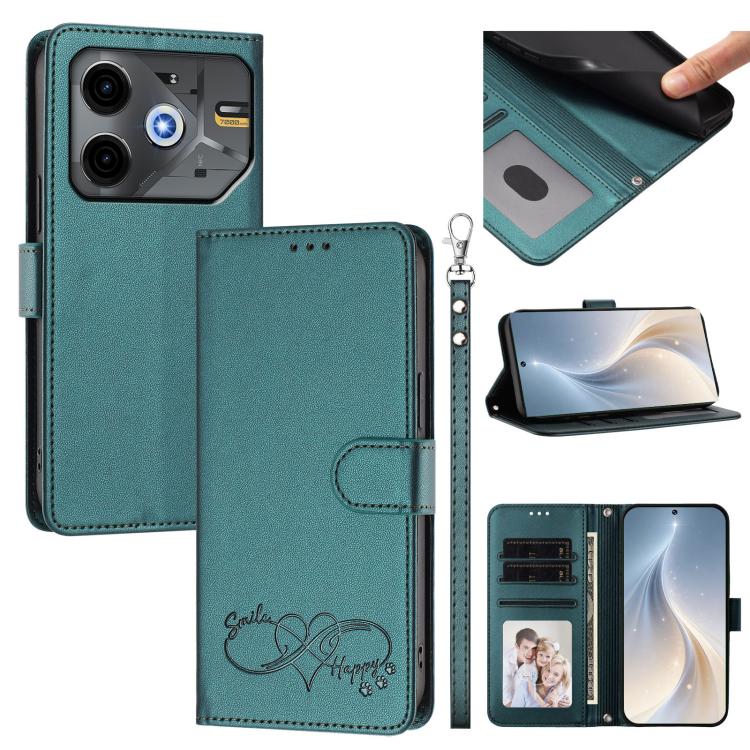 Happy Heart Pattern Magnetic Closure Vegan Leather Phone Case with Wrist Strap, For Tecno Spark 30, For Tecno Pova 6 Neo 5G, For Tecno Spark 30C, For Tecno Spark 20 Pro 5G, For Tecno Spark 10 Pro Magic Magenta, For Tecno Pova 6, For Tecno Pova 6 / 6 Pr...
