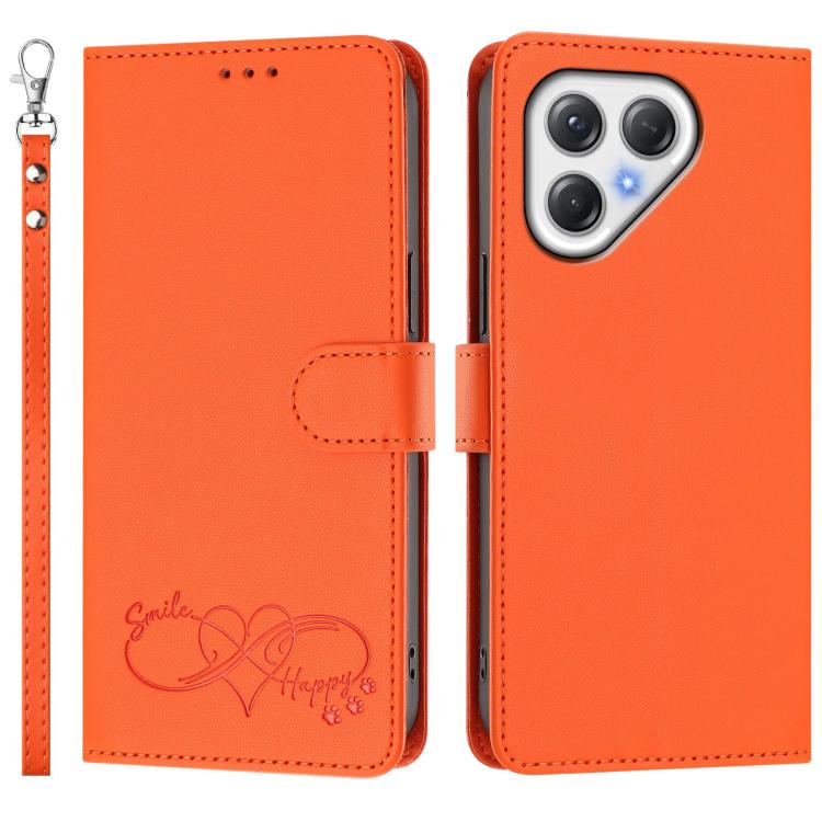 Happy Heart Pattern Magnetic Closure Vegan Leather Phone Case with Wrist Strap, For Tecno Pova 7 4G, For Tecno Spark Go 1/Go 2025, For Tecno Camon 40 Pro 4G Global, For Tecno Camon 40 Premier, For Tecno Camon 40, For Tecno Spark 30C 5G/Pop 9 5G        ...