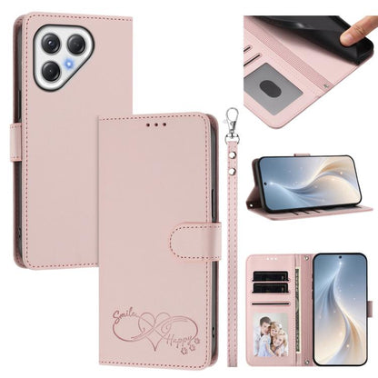 Happy Heart Pattern Magnetic Closure Vegan Leather Phone Case with Wrist Strap, For Tecno Pova 7 4G, For Tecno Spark Go 1/Go 2025, For Tecno Camon 40 Pro 4G Global, For Tecno Camon 40 Premier, For Tecno Camon 40, For Tecno Spark 30C 5G/Pop 9 5G        ...