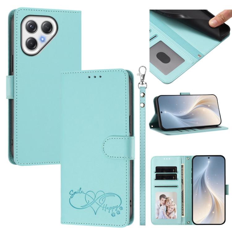 Happy Heart Pattern Magnetic Closure Vegan Leather Phone Case with Wrist Strap, For Tecno Pova 7 4G, For Tecno Spark Go 1/Go 2025, For Tecno Camon 40 Pro 4G Global, For Tecno Camon 40 Premier, For Tecno Camon 40, For Tecno Spark 30C 5G/Pop 9 5G        ...