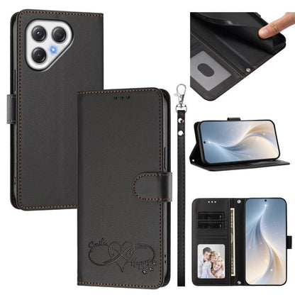 Happy Heart Pattern Magnetic Closure Vegan Leather Phone Case with Wrist Strap, For Tecno Pova 7 4G, For Tecno Spark Go 1/Go 2025, For Tecno Camon 40 Pro 4G Global, For Tecno Camon 40 Premier, For Tecno Camon 40, For Tecno Spark 30C 5G/Pop 9 5G        ...
