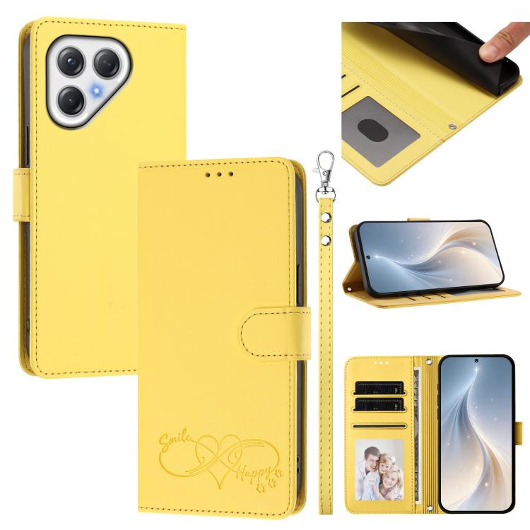 Happy Heart Pattern Magnetic Closure Vegan Leather Phone Case with Wrist Strap, For Tecno Pova 7 4G, For Tecno Spark Go 1/Go 2025, For Tecno Camon 40 Pro 4G Global, For Tecno Camon 40 Premier, For Tecno Camon 40, For Tecno Spark 30C 5G/Pop 9 5G        ...